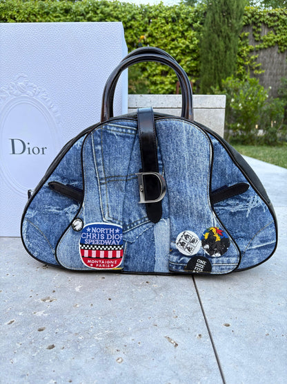 CHRISTIAN DIOR. Bolso Speedway Saddle denim