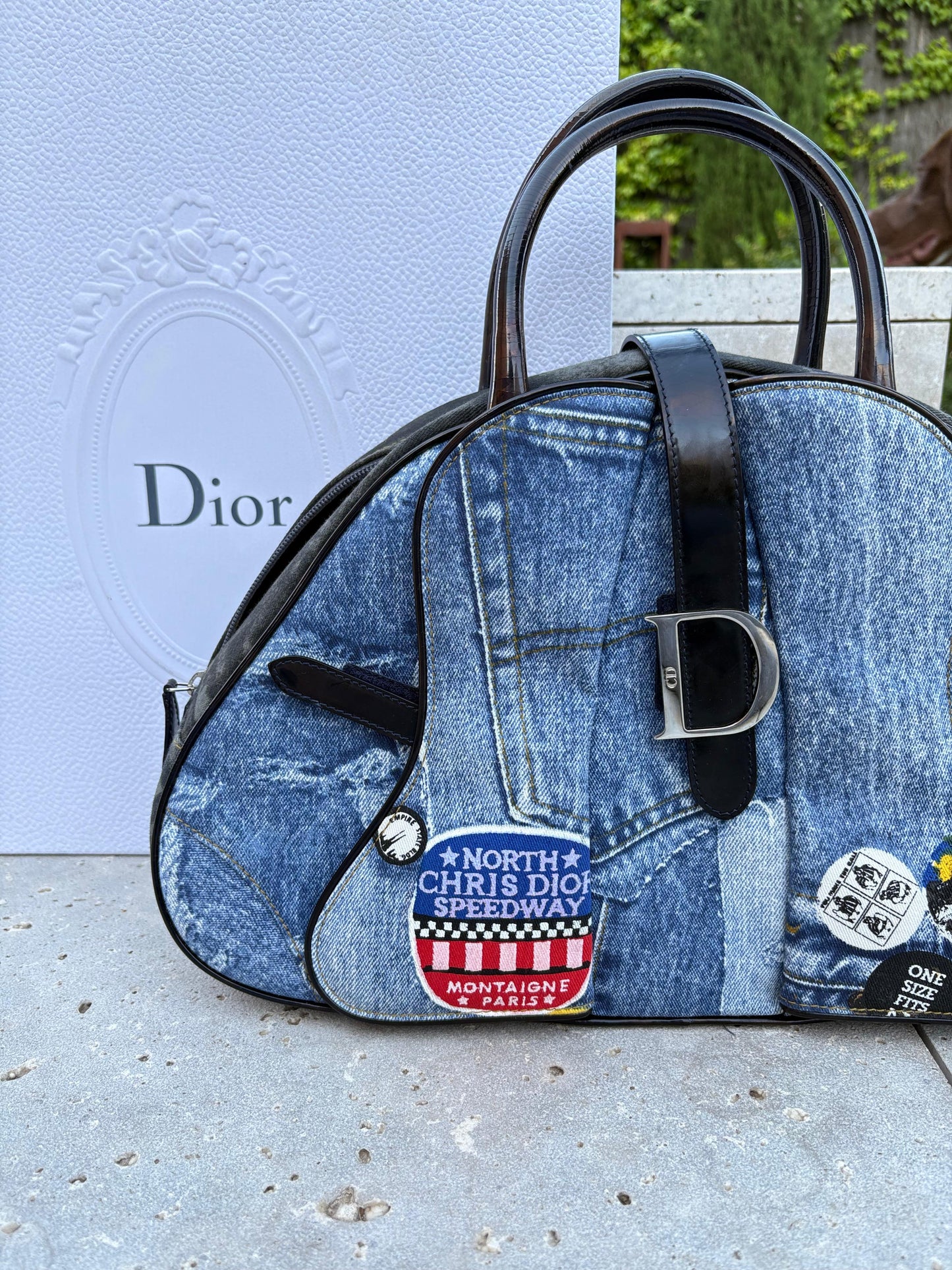 CHRISTIAN DIOR. Bolso Speedway Saddle denim