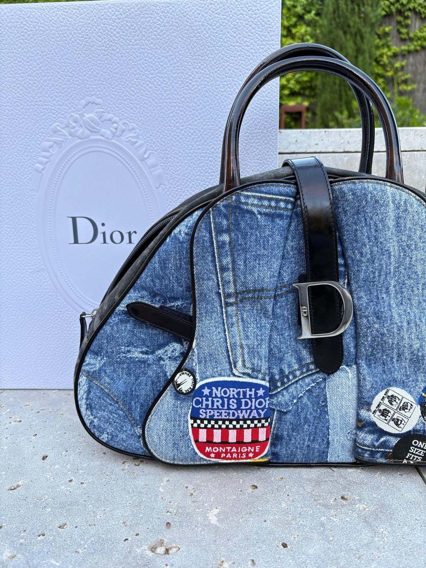 CHRISTIAN DIOR. Bolso Speedway Saddle denim