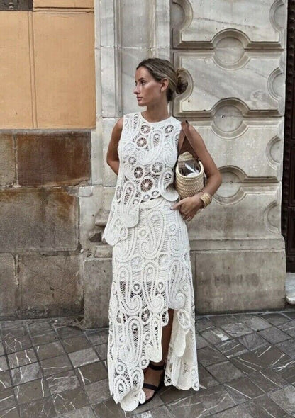 ZARA. Falda crochet asimétrica