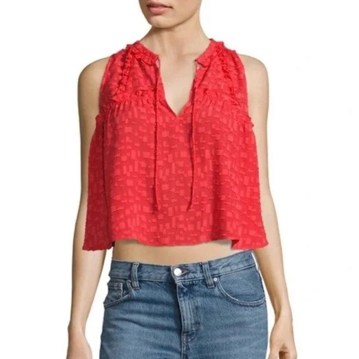 IRO. Top rojo fluido textura