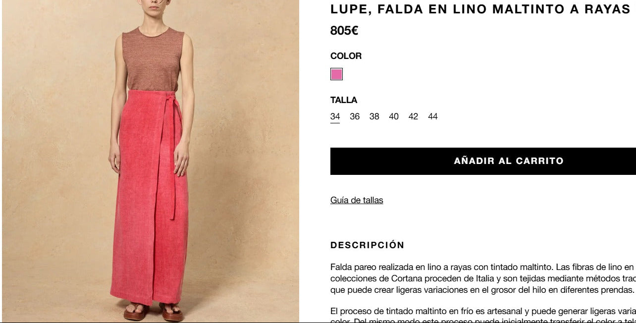 CORTANA. Falda larga lino roja