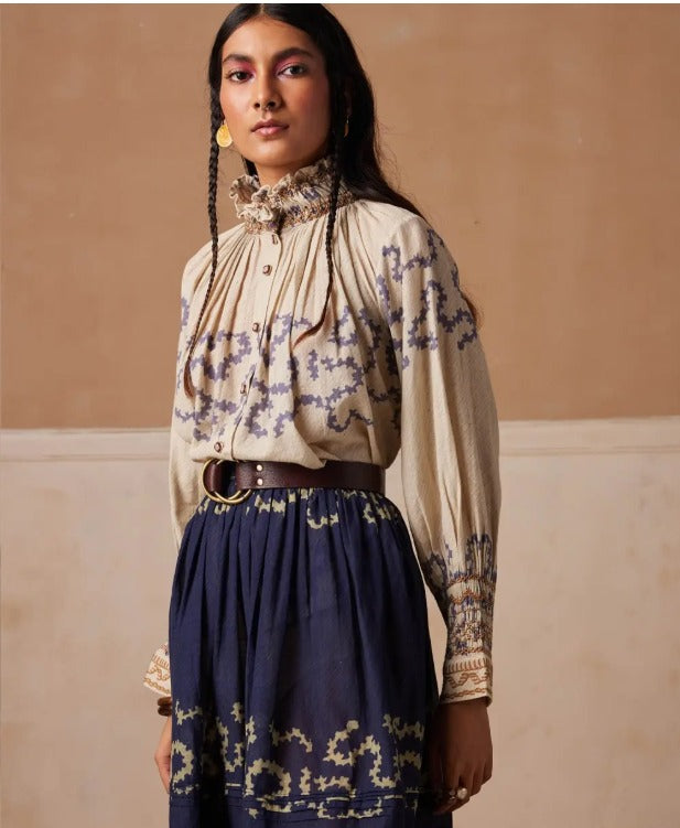CORD. Blusa volumen estampada