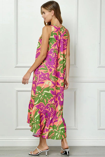 SFERA. Vestido largo con estampado de flores