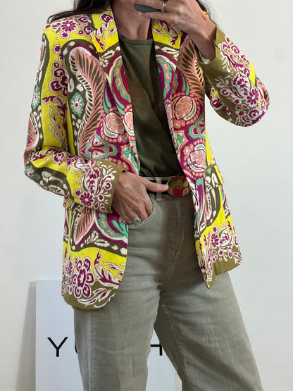 ZARA. Blazer estampada lino y algodón
