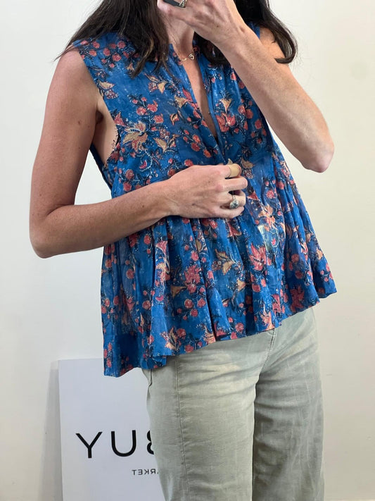 ISABEL MARANT. Top azul flores