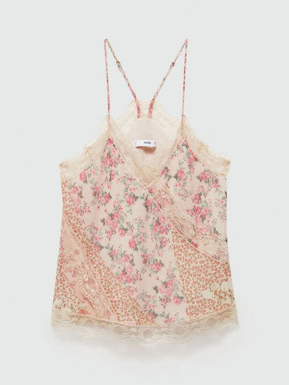 MANGO. Top lencero estampado