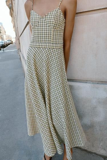 ZARA. Vestido midi pastel vuelo
