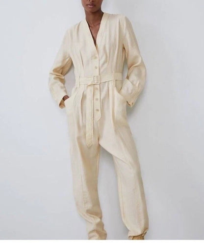 ZARA. Mono largo beige fluido