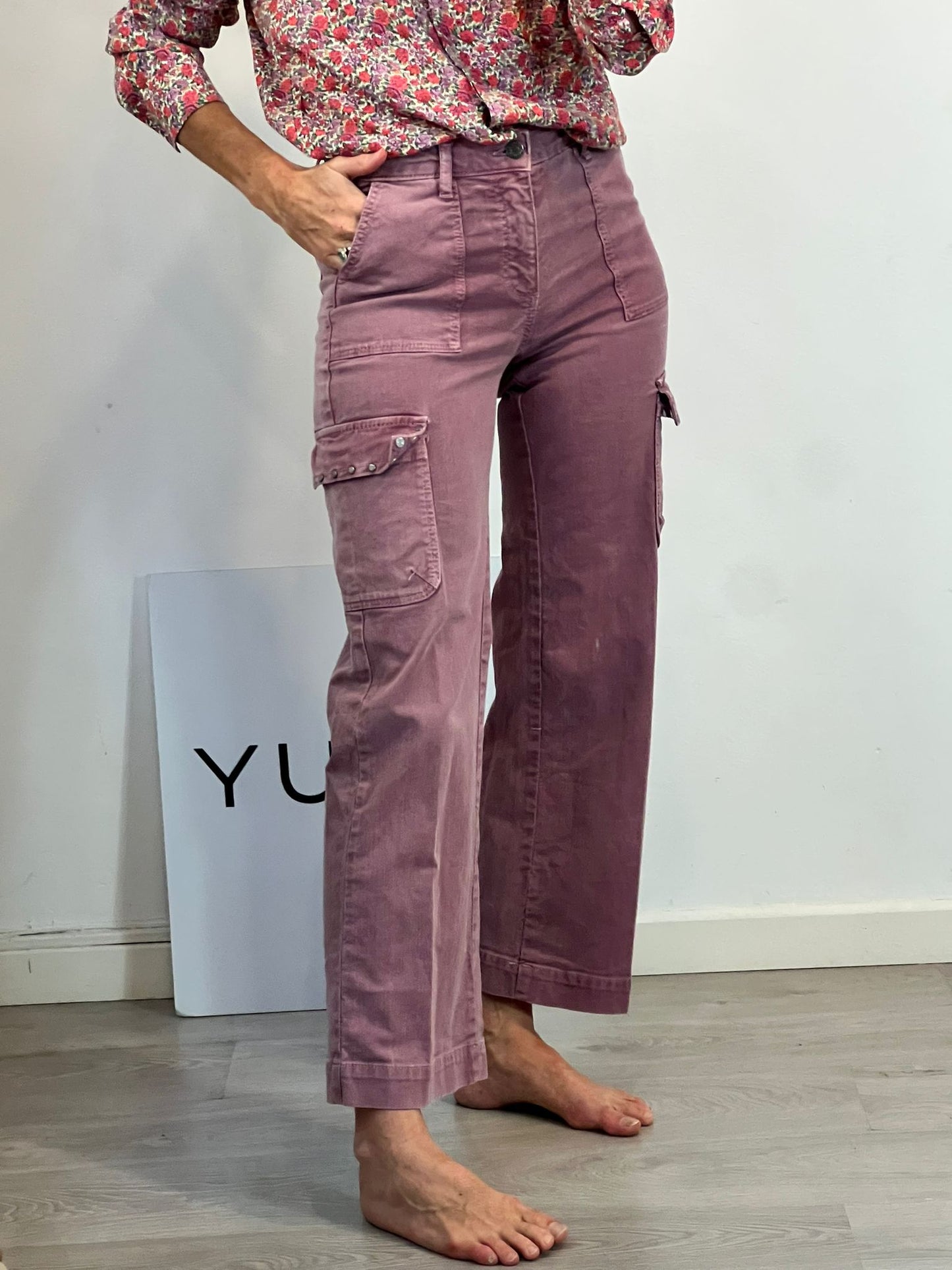 NOON. Denim malva bolsillos
