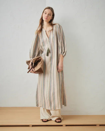 LLOYD´S. Vestido lago lino rayas