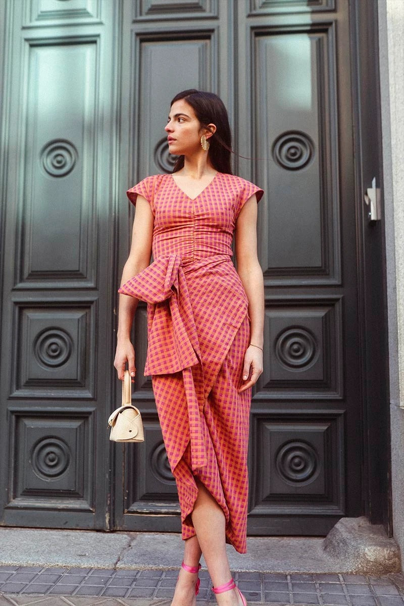 MIMOKI. Falda midi pareo vichy