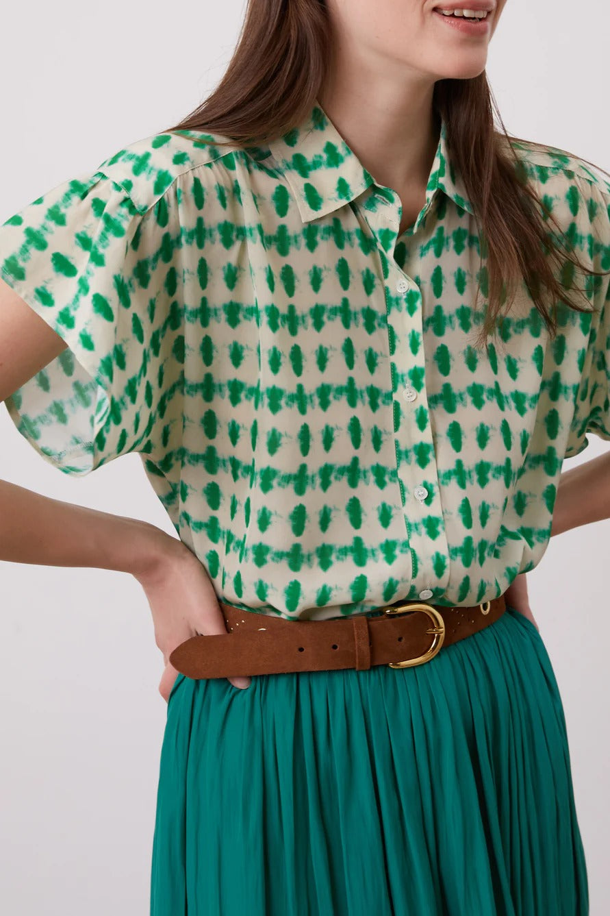 GERARD DAREL. Blusa fluida tonos verdes