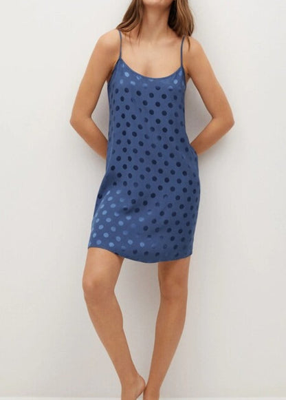 MANGO. Vestido corto fluido detalles satinados