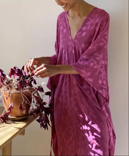 H&M. Vestido kaftán buganvilla textura