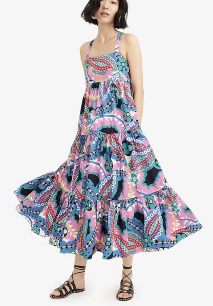 J.  CREW. Vestido multi estampado bolsillos