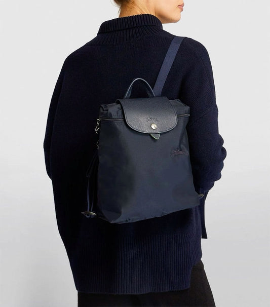 LONGCHAMP. Mochila Le Pliage en azul marino