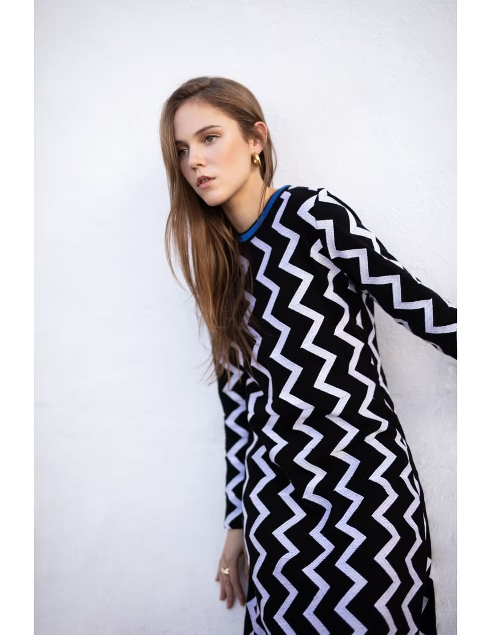 MICHONET. Vestido algodón bordado zig zag