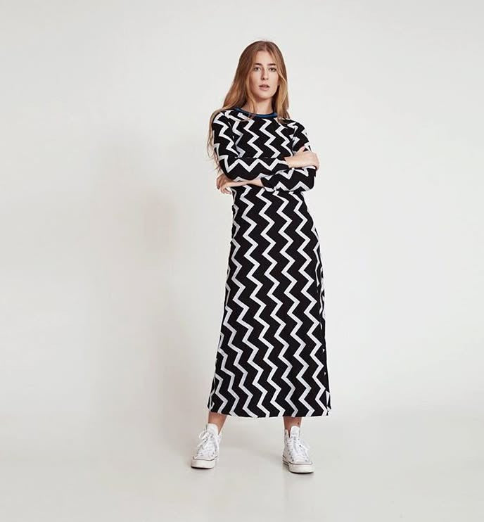 MICHONET. Vestido algodón bordado zig zag