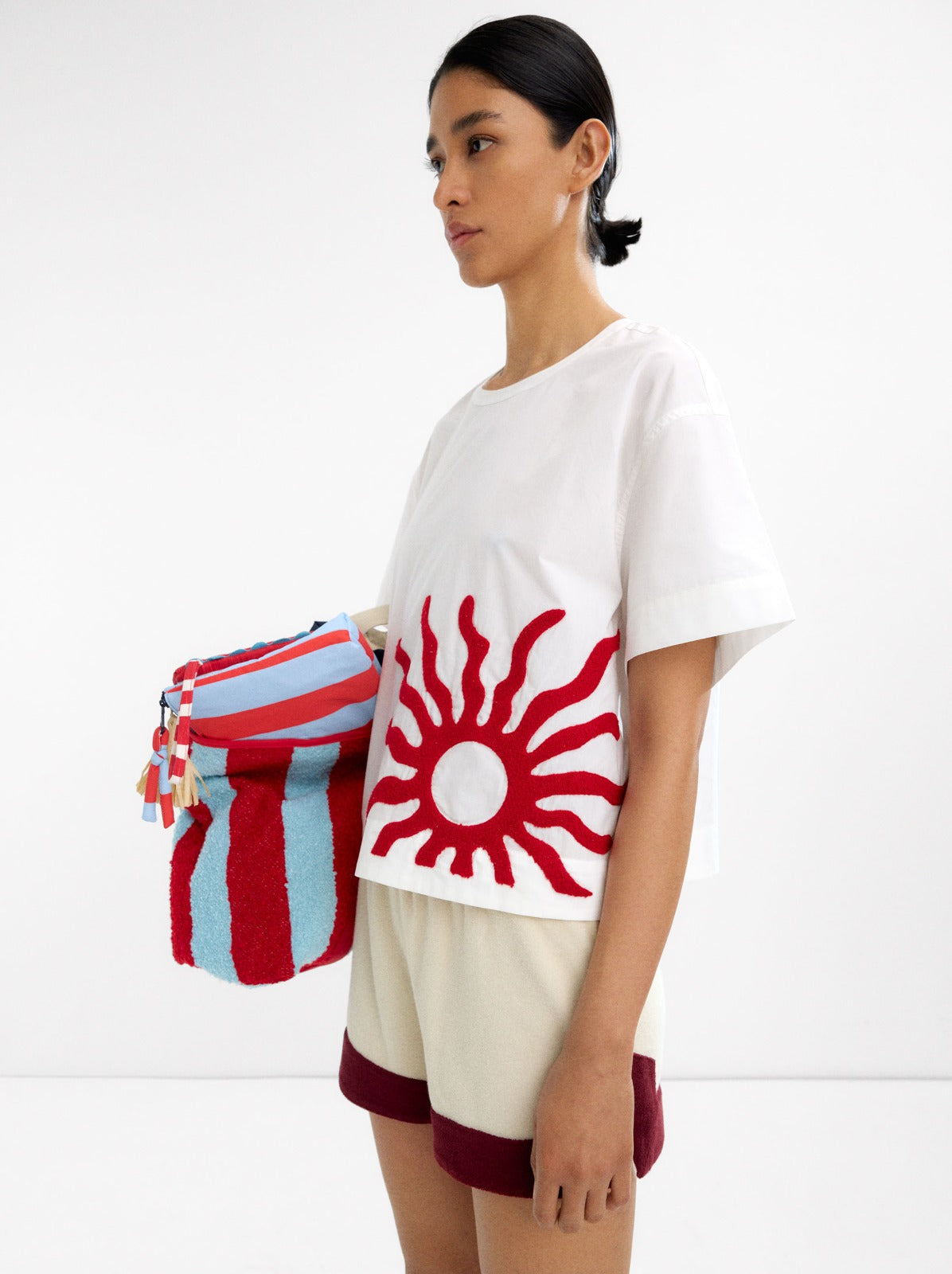 PARFOIS. Blusa blanca detalles en textura