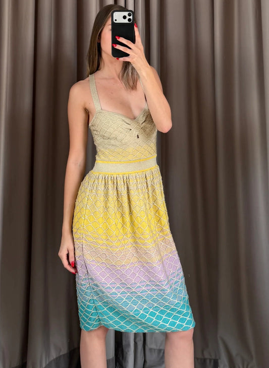 MISSONI. Vestido corto punto elástico multicolor