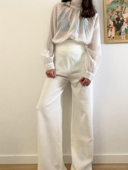 FERNANDO CLARO COUTURE. Pantalón blanco de vestir