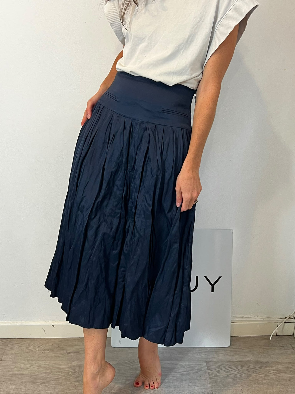 ZARA. Falda midi plisada