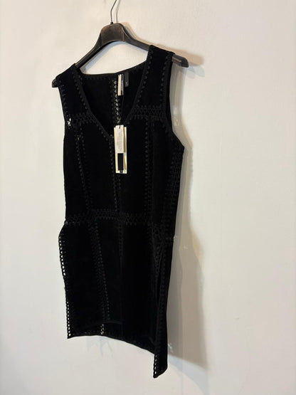 TOPSHOP. Top negro antelina y croché