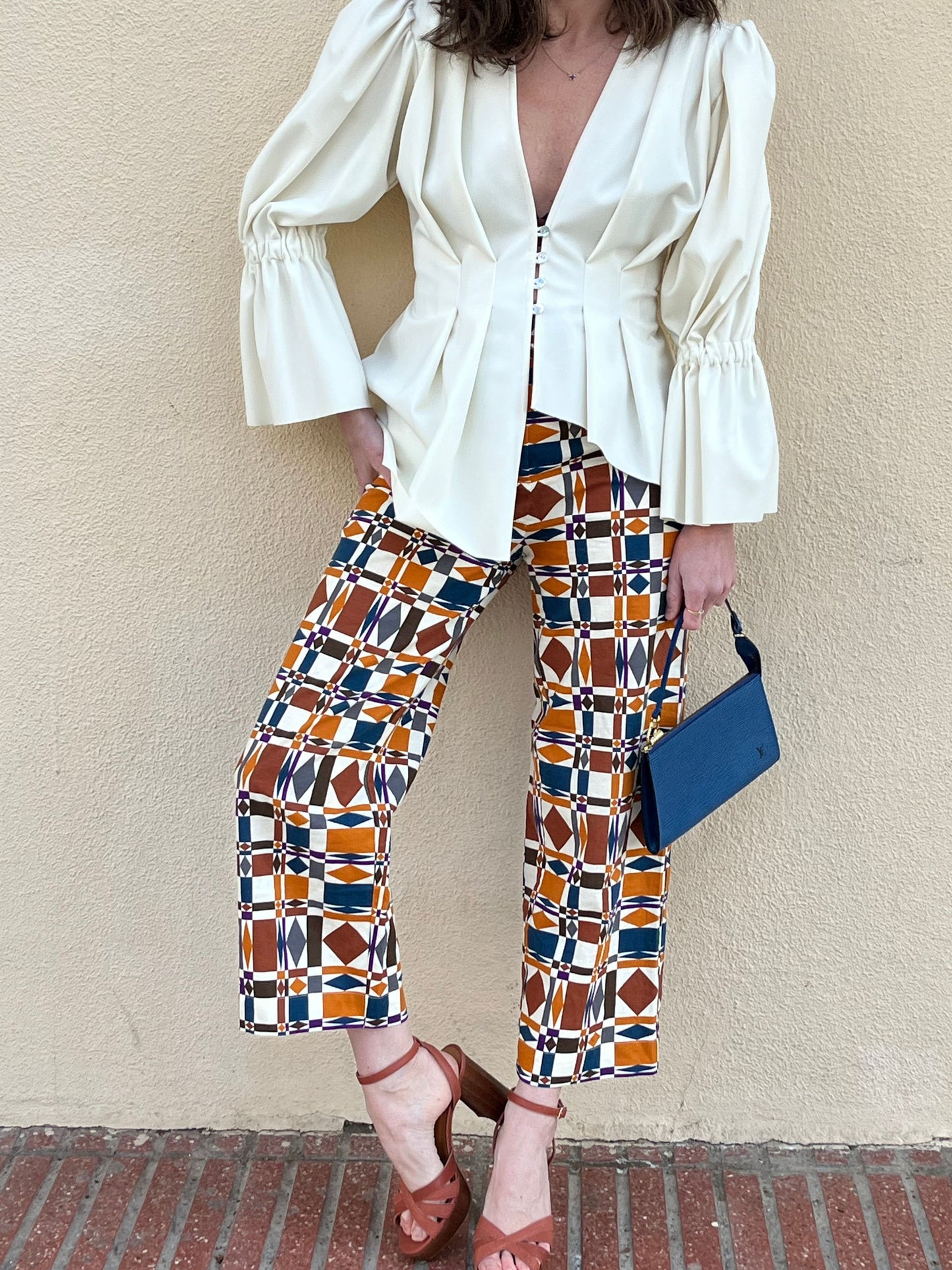 SEZANE. Pantalón mezcla geométrico T36