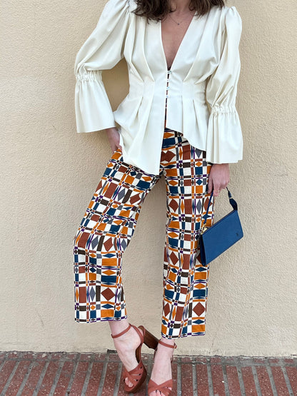 SEZANE. Pantalón mezcla geométrico T36