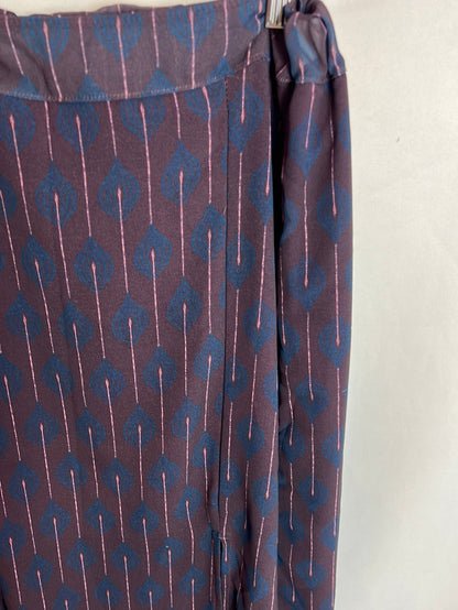 LUA. Falda midi burdeos estampado TU(xs)