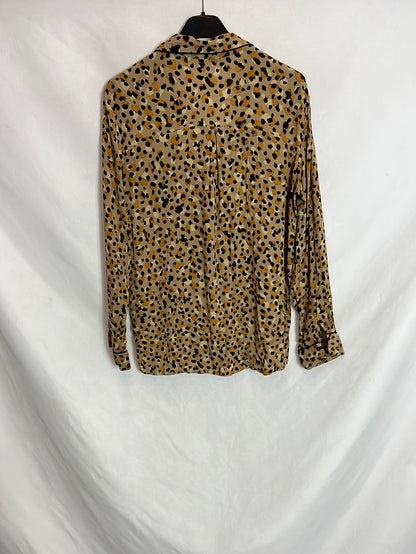 ZARA. Printed beige blouse. T XS