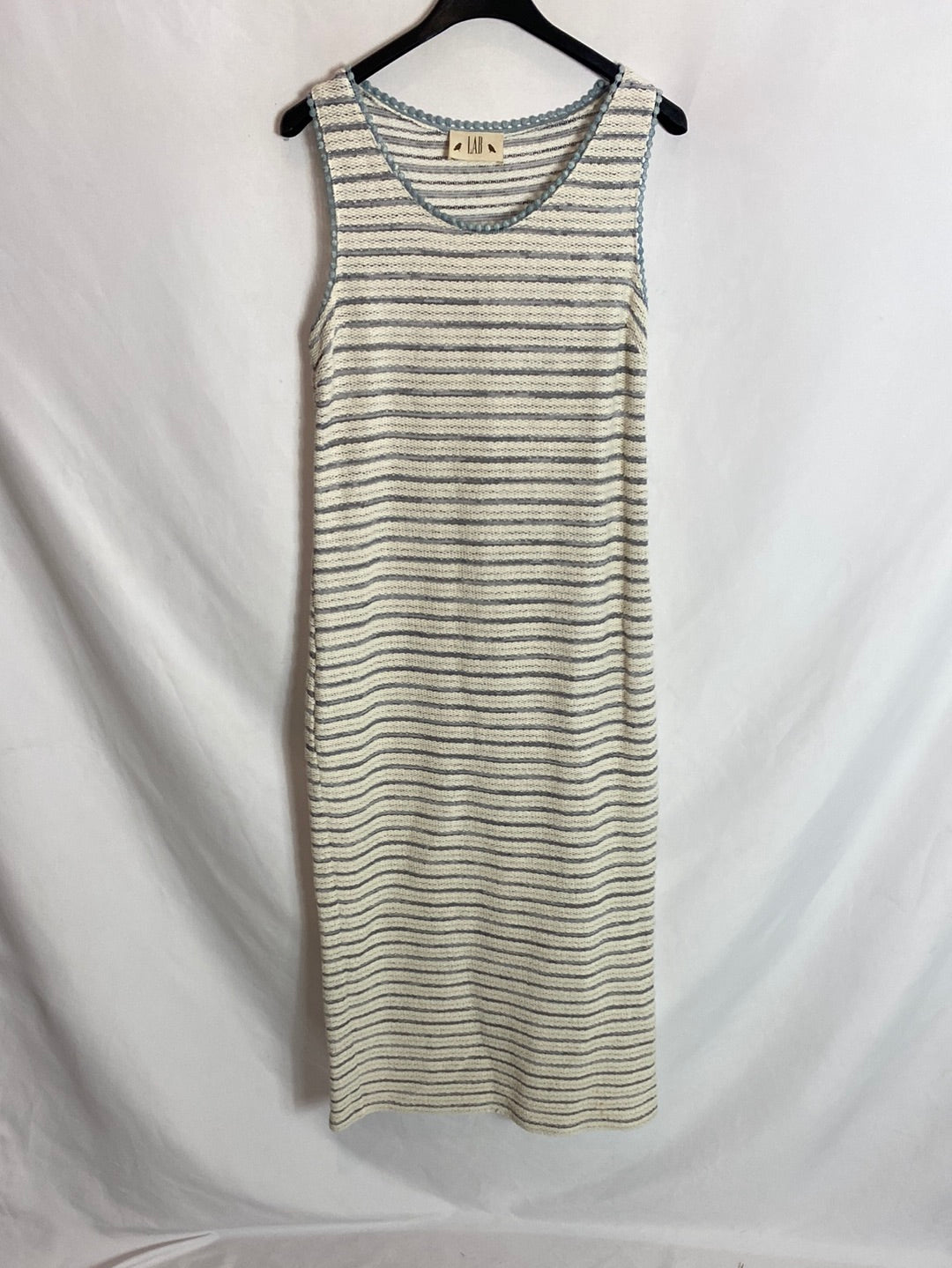 LAB. White and blue crochet midi dress. Ts