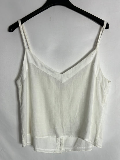 STRADIVARIUS. Top efecto lino botones. T M