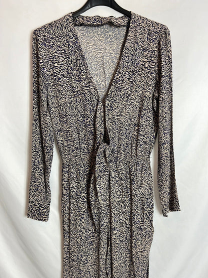 ZARA. Long flowing printed jumpsuit with bow. TS