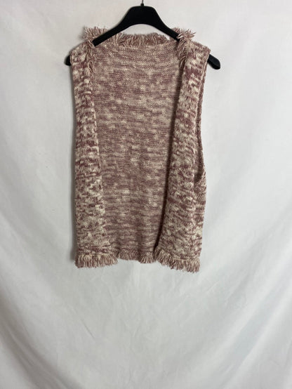 OTRAS. Chaleco punto con flecos. T.U