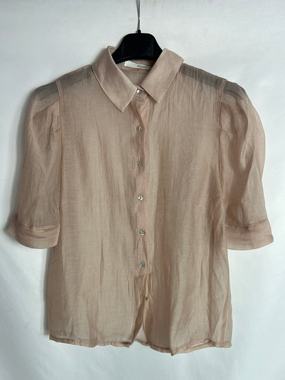 MILK CANDY. Blusa semitransparente rosa palo. T S
