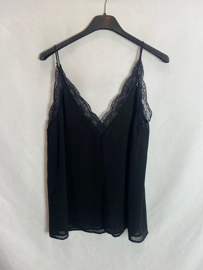 ZARA. Top lencero negro. T.s