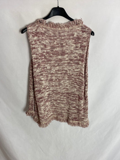 OTRAS. Chaleco punto con flecos. T.U