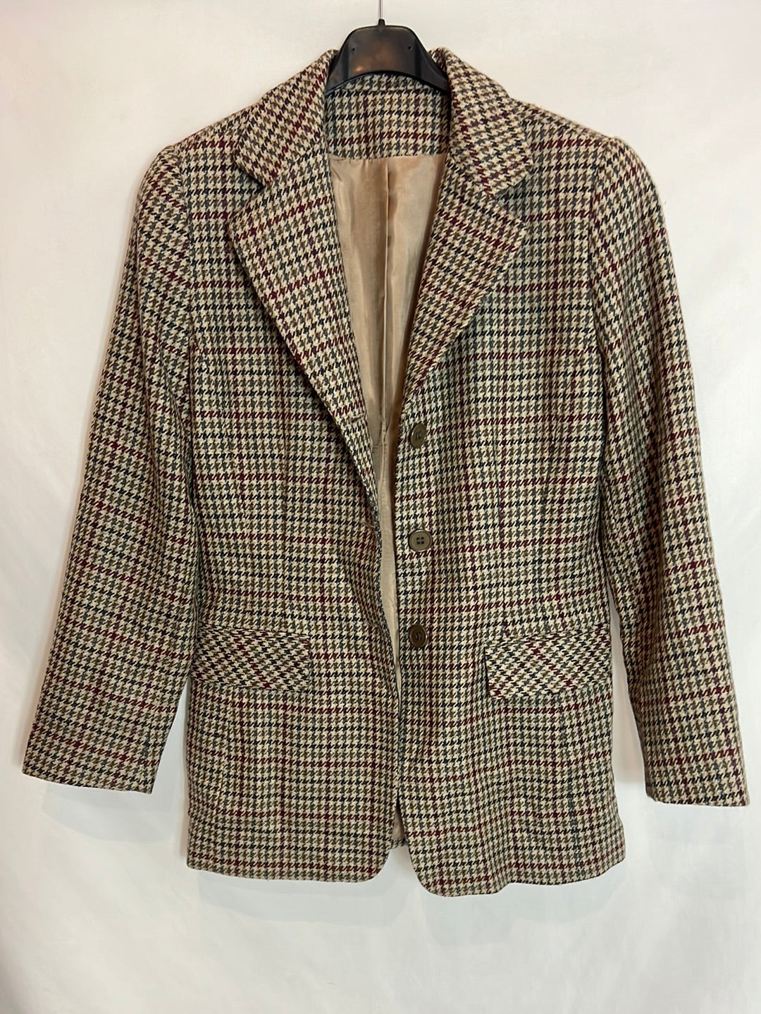 LÁRGUEL. Vintage checked wool blazer. Size 42
