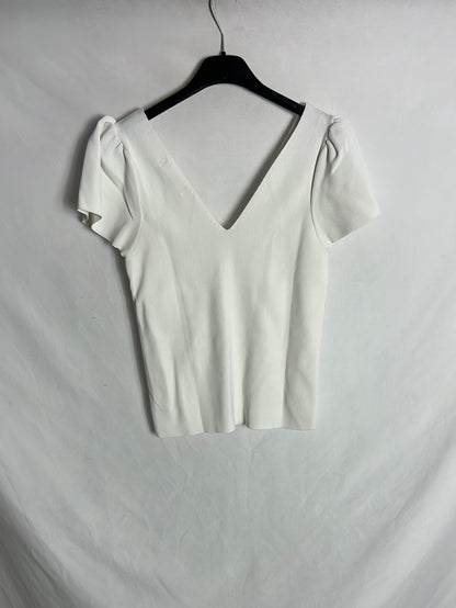 MANGO. Top punto elástico blanco. T S