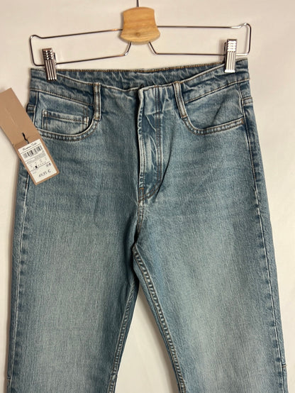 MASSIMO DUTTI. Pantalón denim recto cremallera. T 36