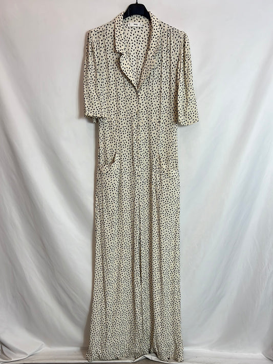 MANGO. White polka dot jumpsuit TM