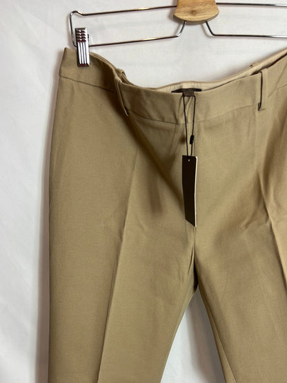 CORTEFIEL. Pantalón pinzas beiges. T 48