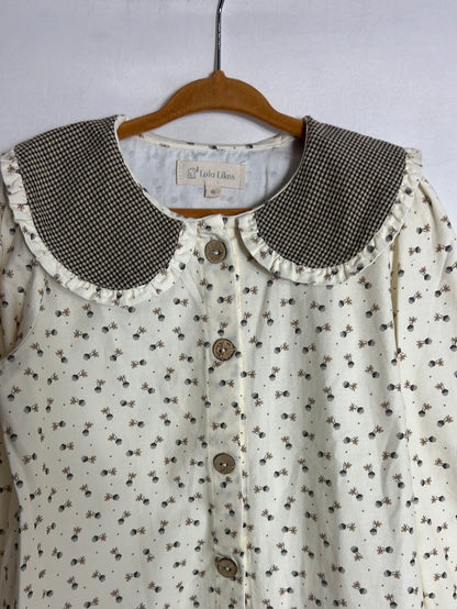 LOLA LIKES. Light beige floral blouse. Size 6 years.