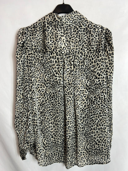 ZARA. Animal print blouse with puffed sleeves. TL