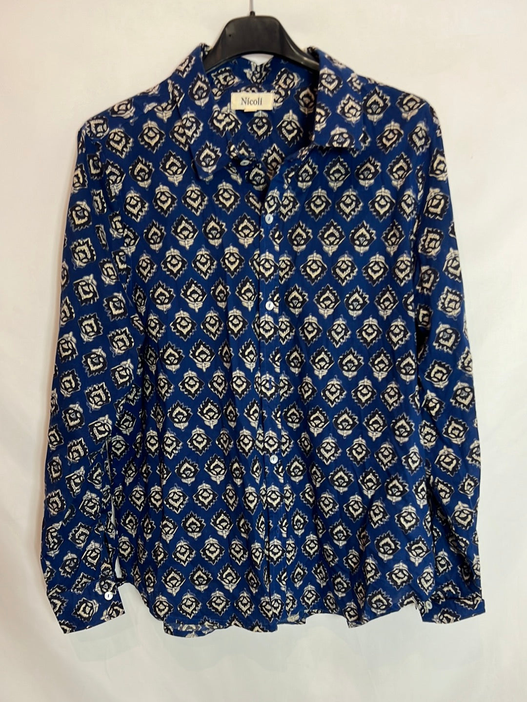 NICOLI. Blusa azul estampada. T M