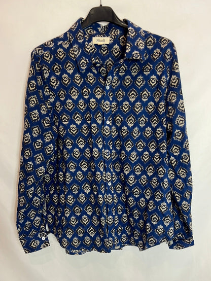 NICOLI. Blusa azul estampada. T M