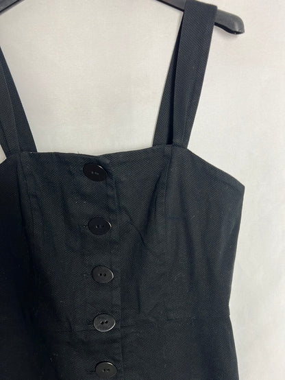 MANGO. Vestido negro textura abotonado. T M