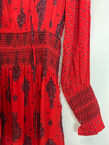 SITA MURT. Long red printed dress. Size 38